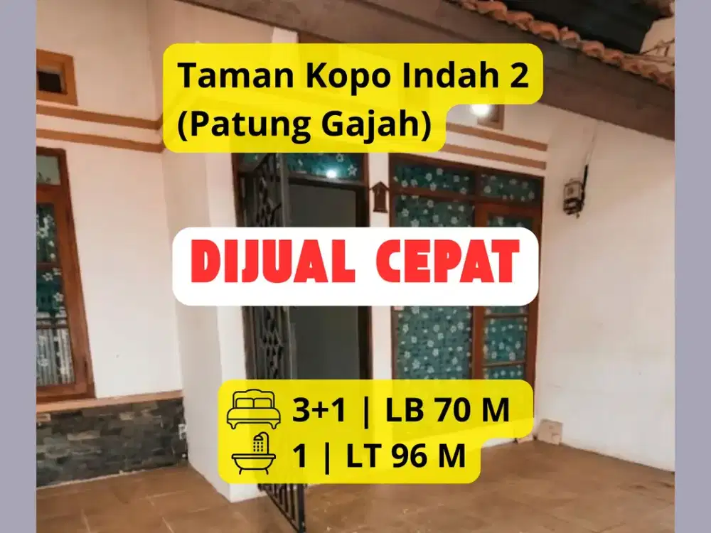 Dijual Rumah Siap Huni di Taman Kopo Indah 2 (Patung Gajah) Bandung LT 96 m² | 3+1 KT | SHM | Rp 750 Juta Nego