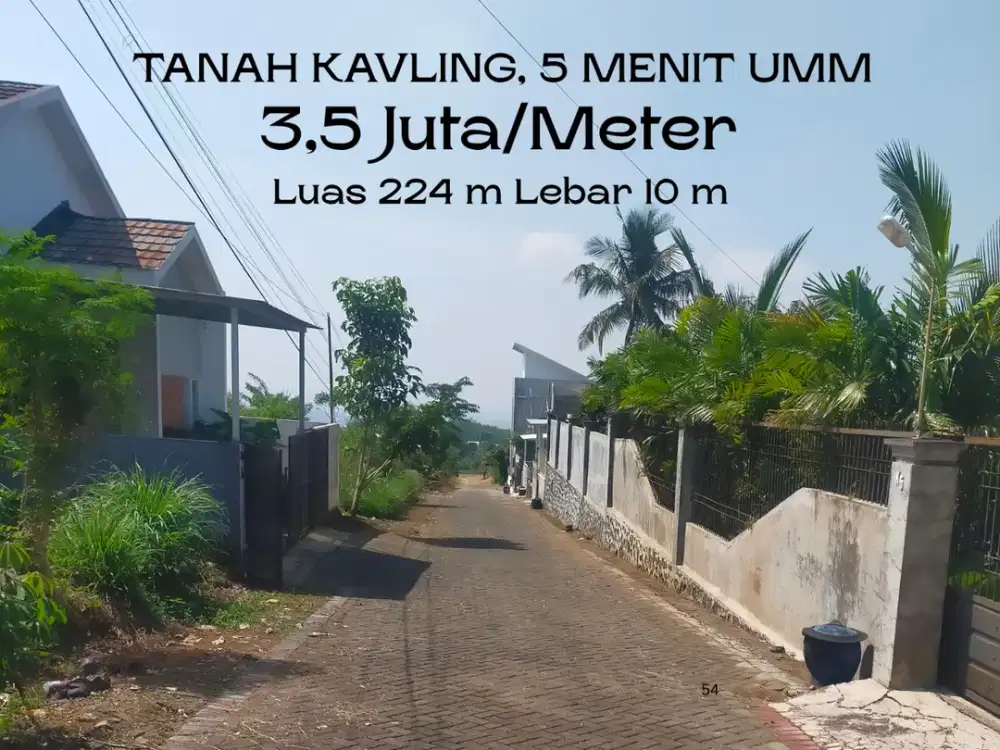 Cocok Dibangun Rumah 5 Menit Kampus UMM Malang Lebar Jalan 6 Meter SHM