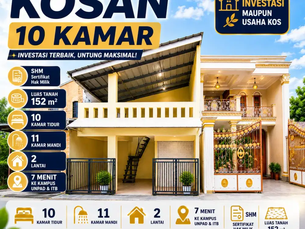 Dijual Kosan 10 Kamar Dekat UNPAD & ITB | SHM | Harga 1 Miliar