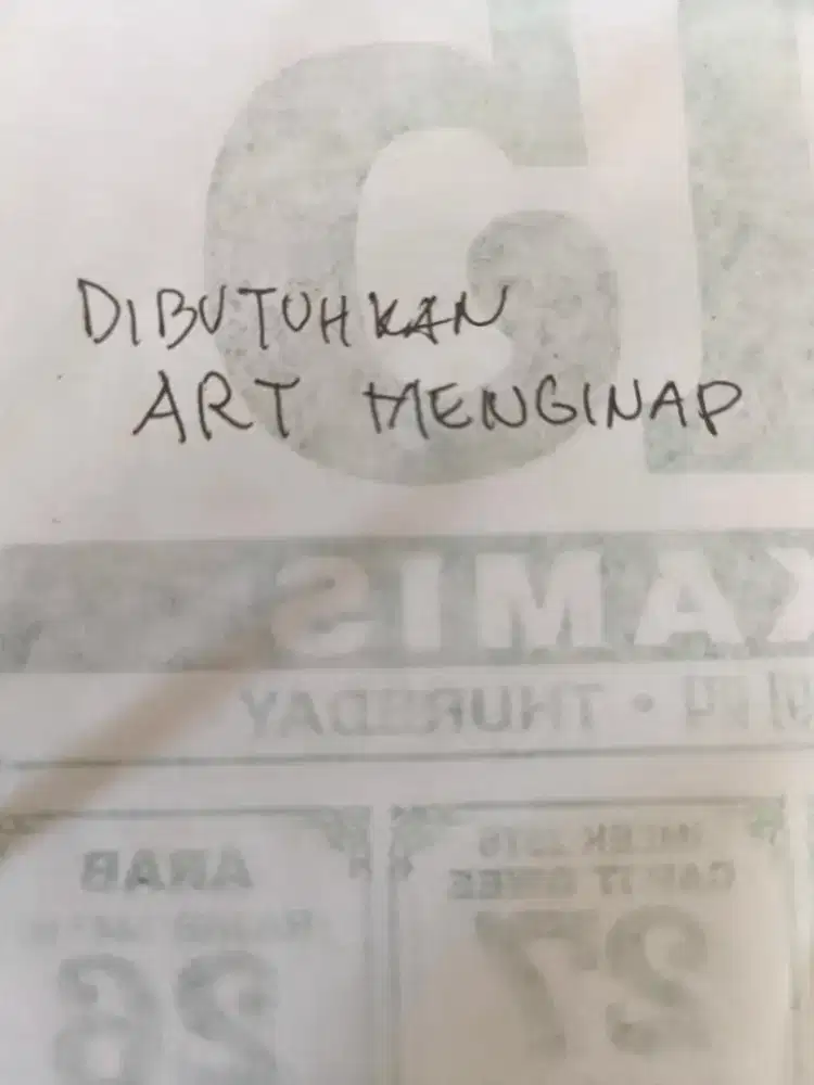 Butuh ART Menginap