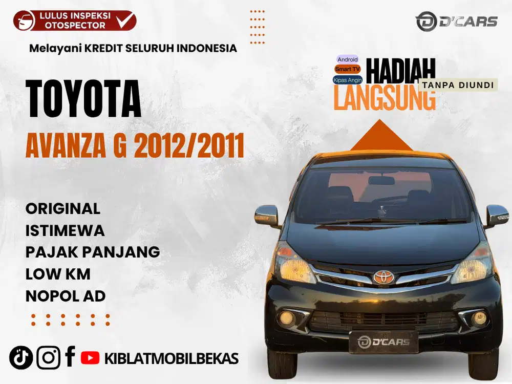 DIJUAL DP 30JT AN TOYOTA AVANZA G 2012/2011