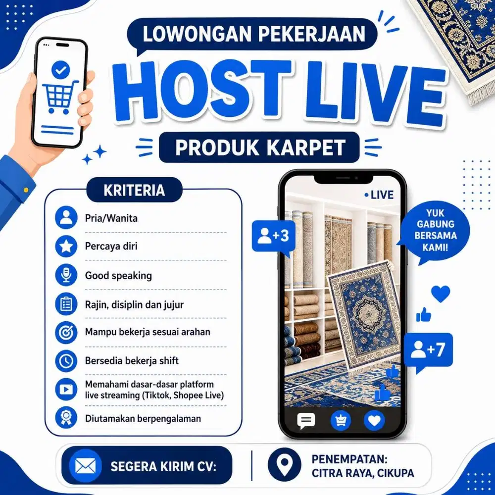 DIBUTUHKAN SEGERA! HOSTLIVE tiktok&Shoppe
