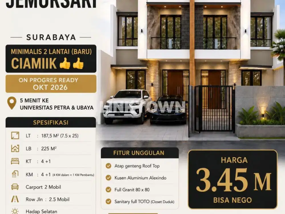 Dijual Rumah Minimalis 2 Lantai Baru di Jemursari Surabaya