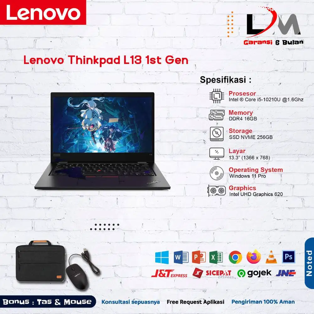 Lenovo Thinkpad L13 i5 Gen 10 Ram 16GB SSD 256GB 13 Win 11 Bergaransi