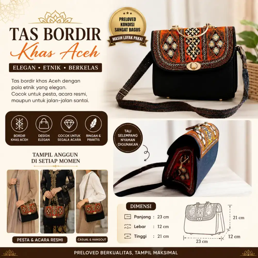 TAS ACEH BORDIR SELEMPANG PRELOVED SEKEN