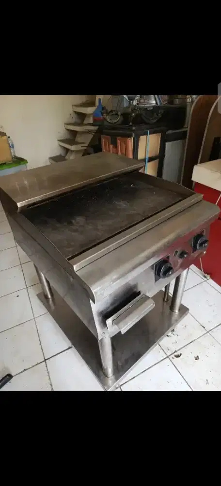 Kompor Flat Grill Gas Stainless + Meja Stand (Bekas, Siap Pakai)