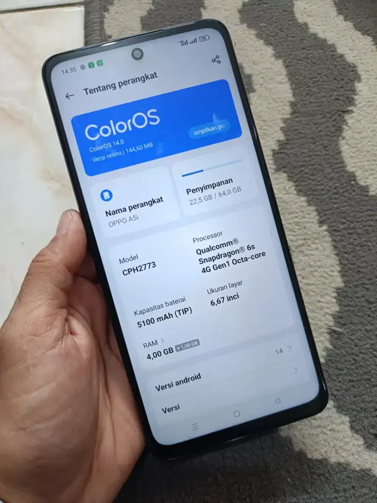 Oppo a5i ram 4/64 hp cas