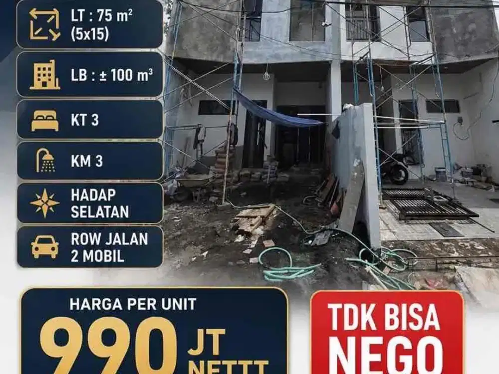 Dijual Rumah ½ Jadi
Klampis Semolo Barat IX
