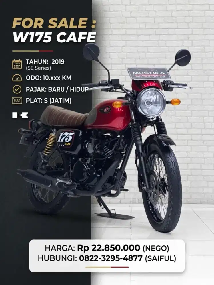 Perfect Condition!!Kawasaki W175 SE 2019 Pajek Baru Mulus-Mustika