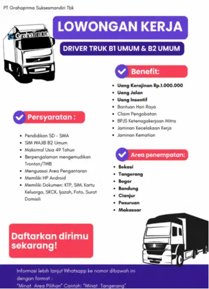DRIVER TRUK B1 UMUM DAN B2 UMUM
