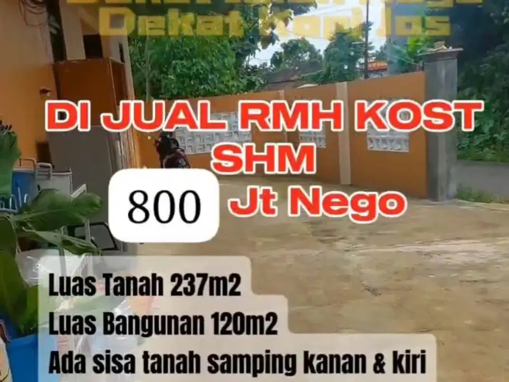 Rumah kos dijual aktif harga murah masih ada sisa tanah SHM ready