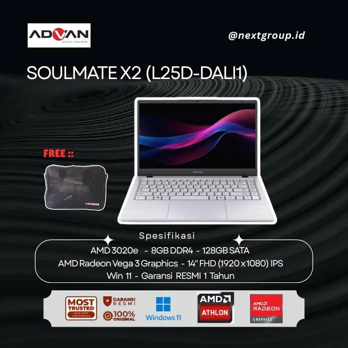 ADVAN Soulmate X2 AMD 3020e 8GB 128GB Win11 - X2 8/128, WHITE & BLUE