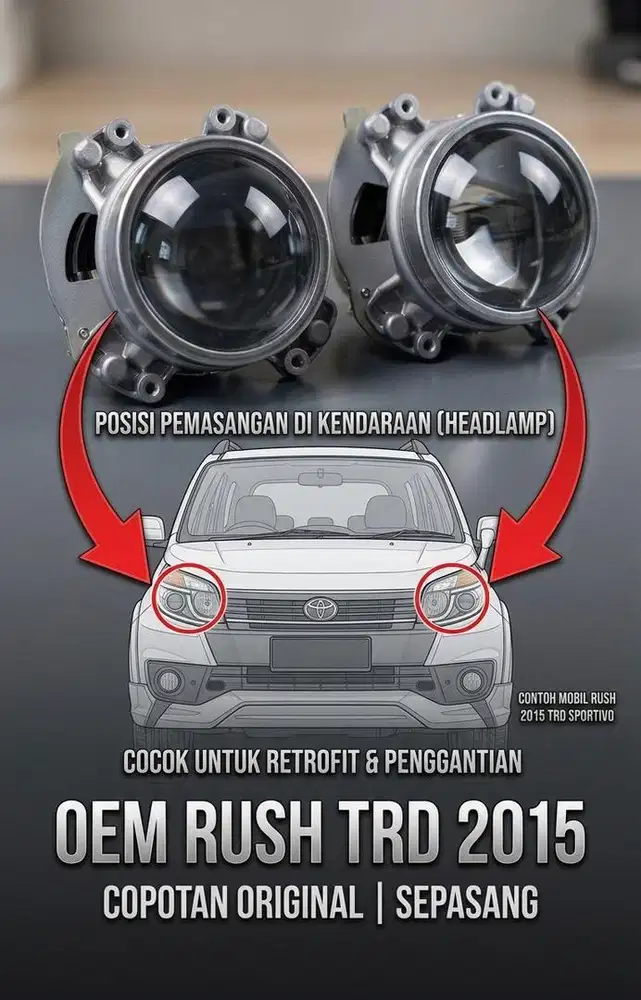 Lensa Proyektor Projie OEM Toyota Rush TRD 2015 Original Copotan