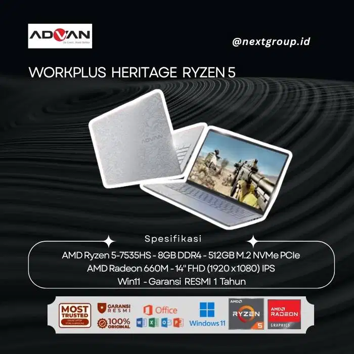 Advan WorkPlus Heritage AMD Ryzen 5 7535HS 8GB 512GB Win11