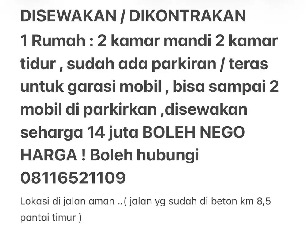 Rumah DIKONTRAK
