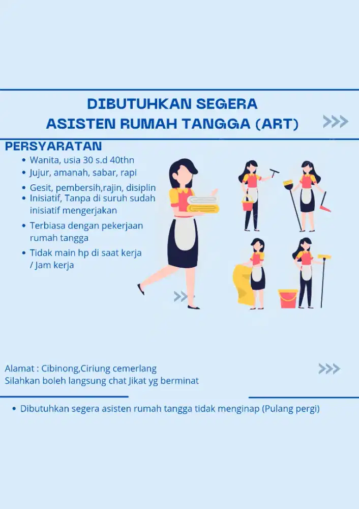 Dibutuhkan segera ART (pulang-pergi/tidak menginap)