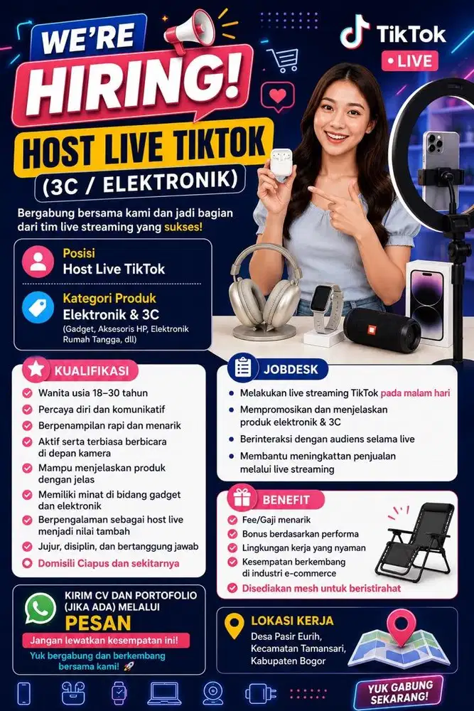 Dibutuhkan host live streaming tiktok