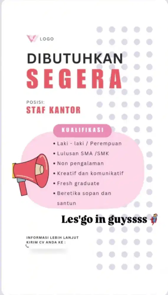 DIBUTUHKAN SECEPATNYA STAFF MARKETING