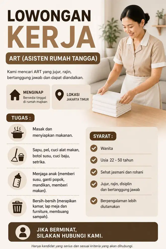 Cari ART Momong- menginap