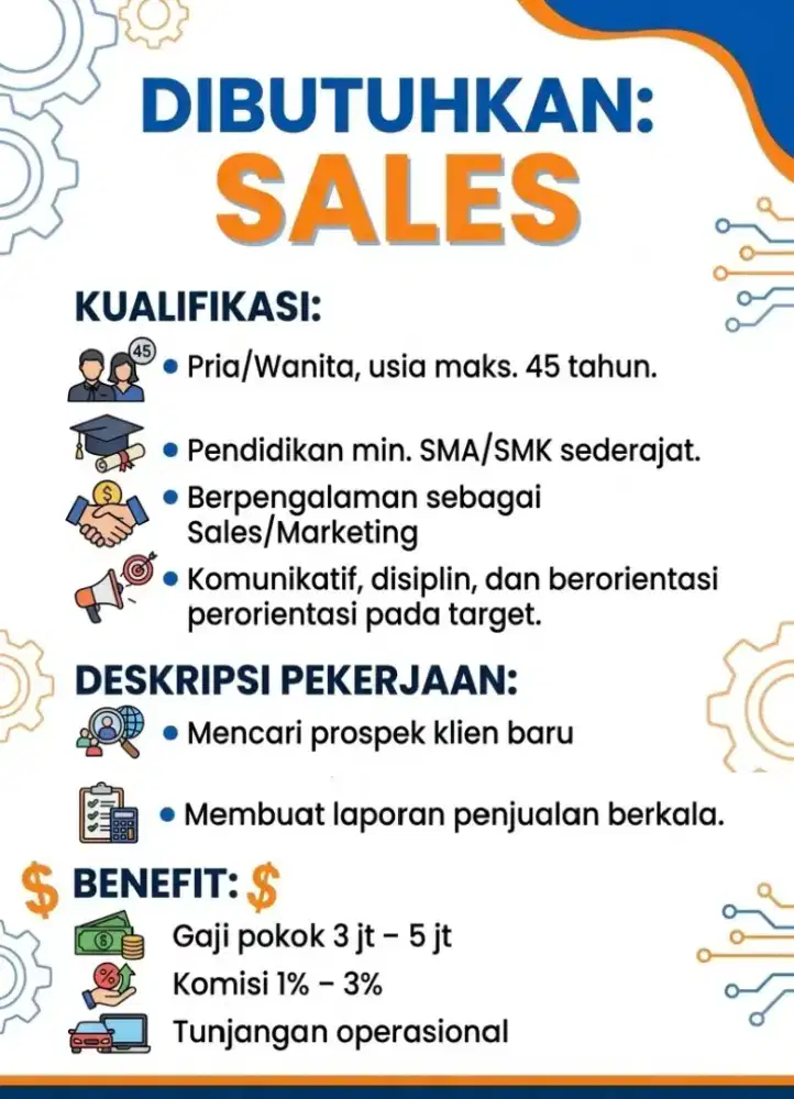 DIBUTUHKAN SALES MARKETING