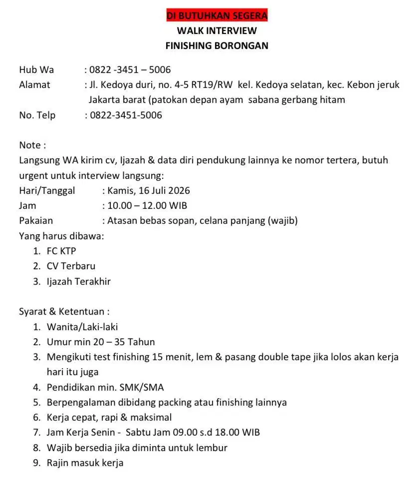 DATANG DAN DAFTAR LANGSUNG