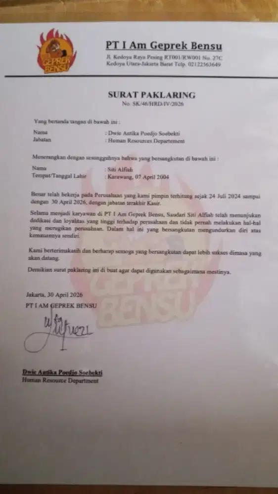 Info loker untuk cewe 22 thn
