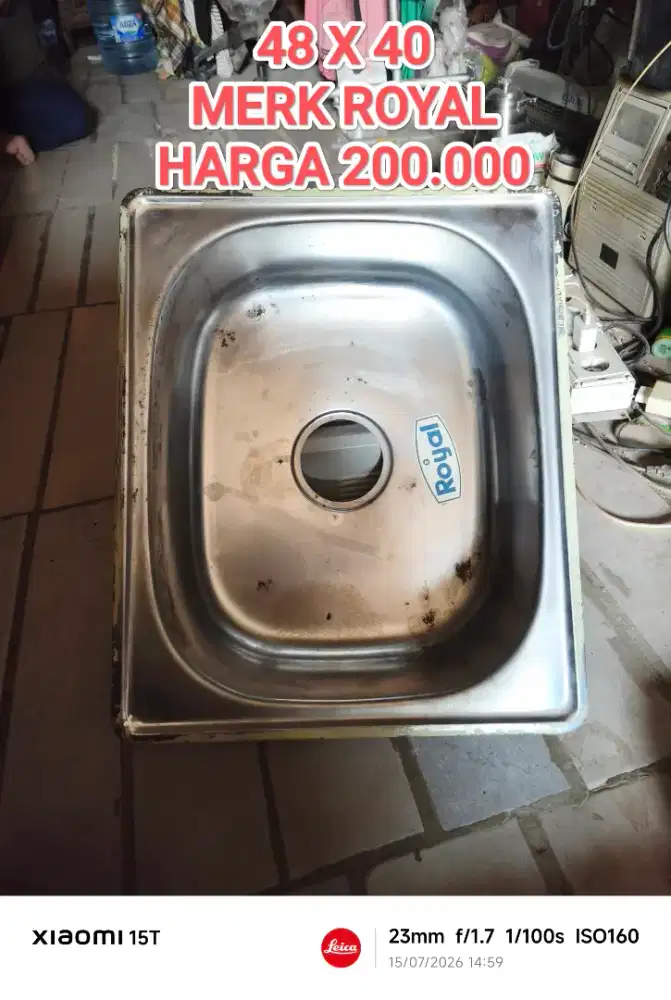 WESTAFEL SINK STAINLESS UKURAN 48X40 MERK ROYAL BEKAS SEPERTI BARU