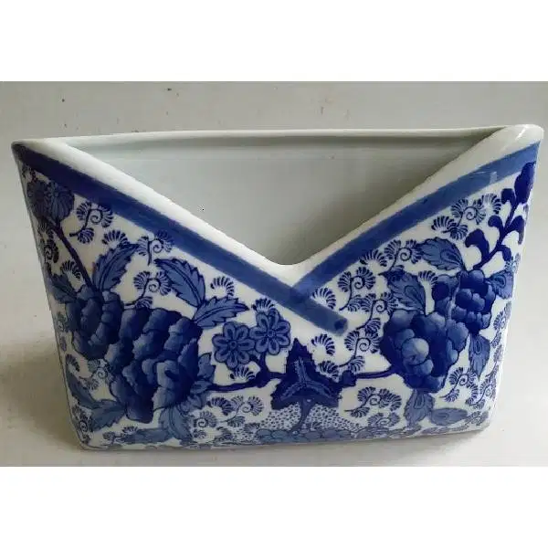 Antik Cina peranakan Oriental vas bunga / tempat surat motif bunga bah