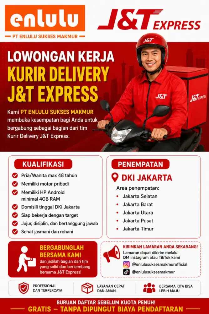 Kurir Motor Paket J&T Express KHUSUS JAKARTA