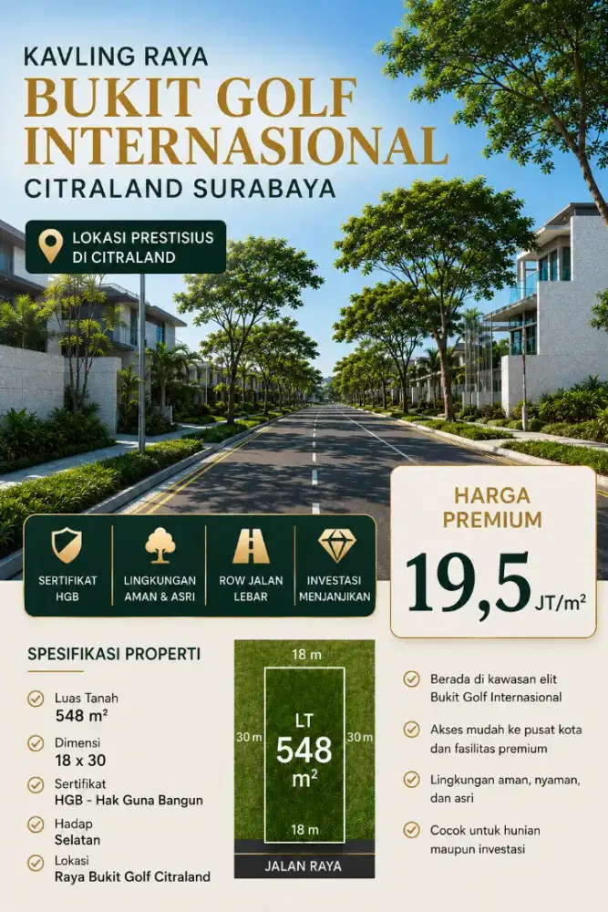 JUAL TANAH EXCLUSIVE RAYA BUKIT GOLF INTERNASIONAL (BGI) CITRALAND