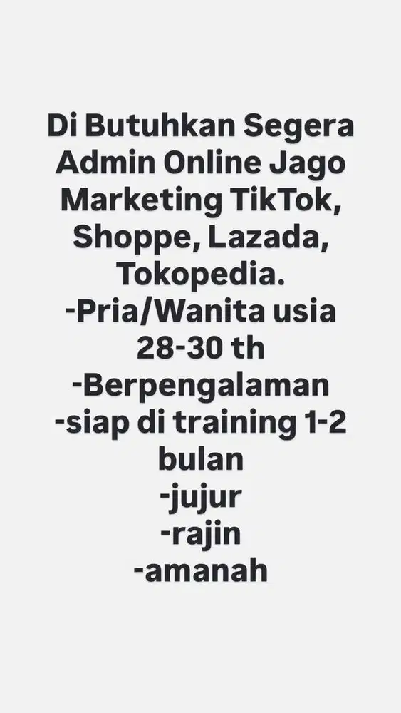 Di Cari Segera Admin Online