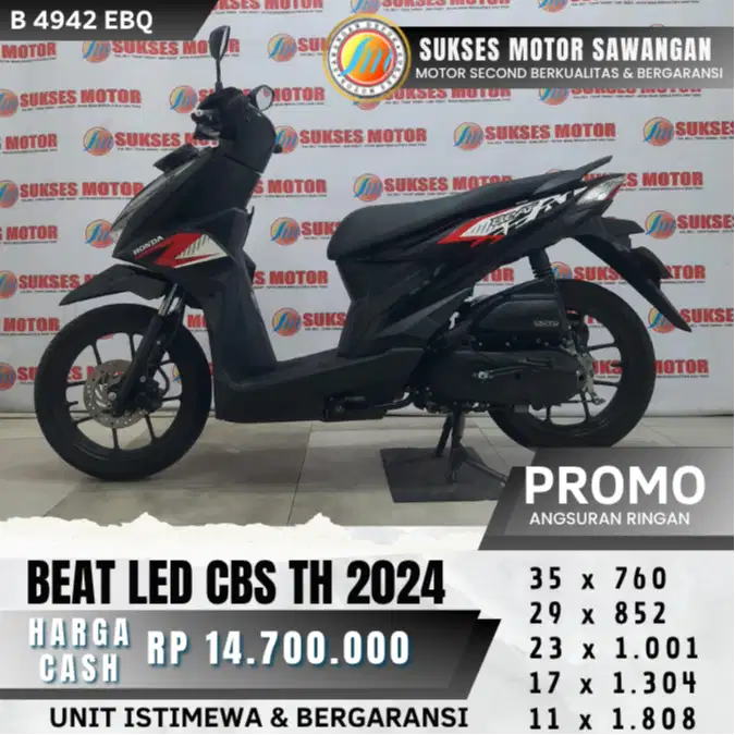 ISTIMEWA HONDA BEAT LED CBS TH 2024 UNIT MULUS CASH KREDIT BERGARANSI