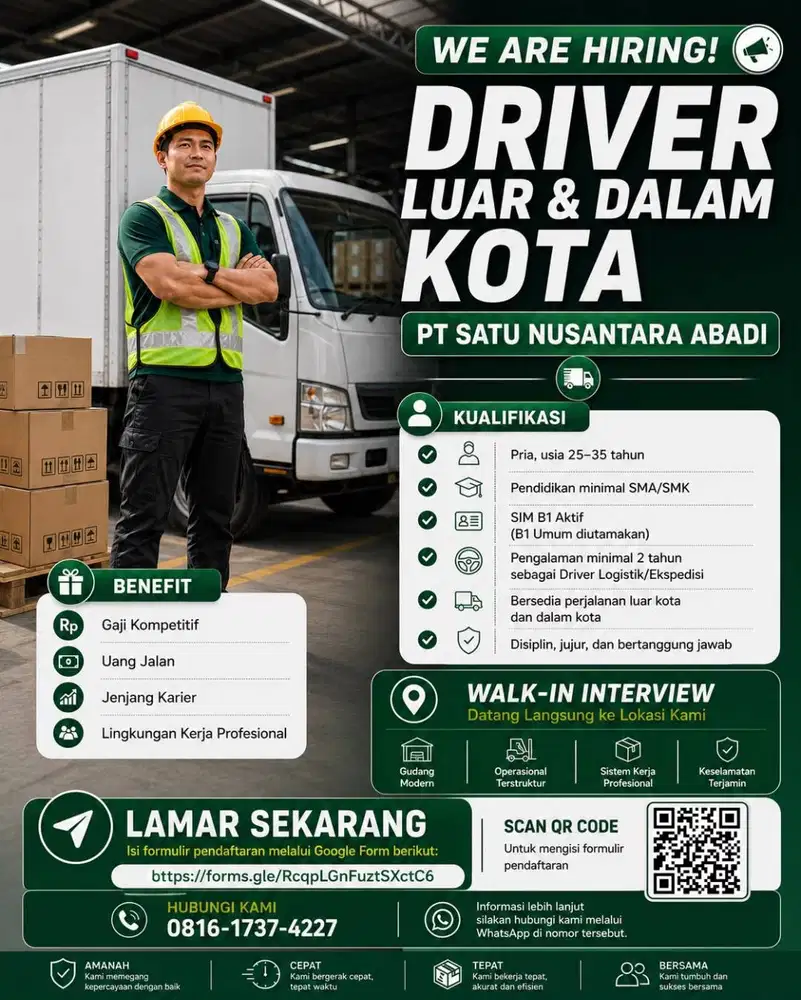 DRIVER LOGISTIK (Dalam Kota & Luar Kota)