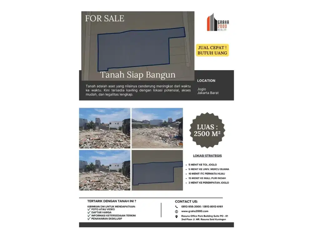 Jual Tanah Strategis Siap Bangun Di Joglo Jakarta Barat SHM Cocok Untuk Investasi