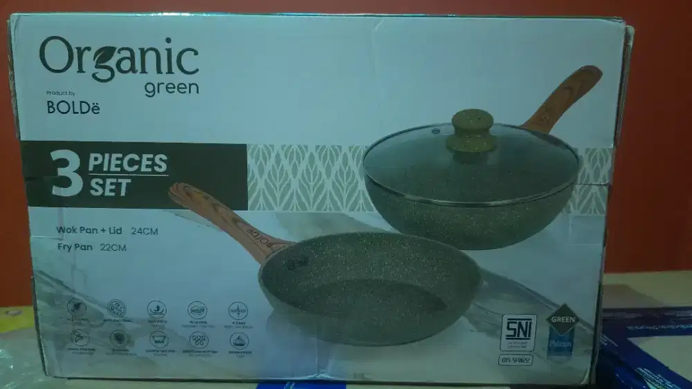 Bolde Organic Green set fry pan 22+ wok 24
