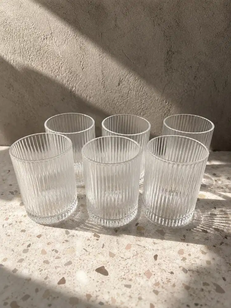 Gelas Kaca Wishkey Teh Kopi Estetik 250ml set 6pc