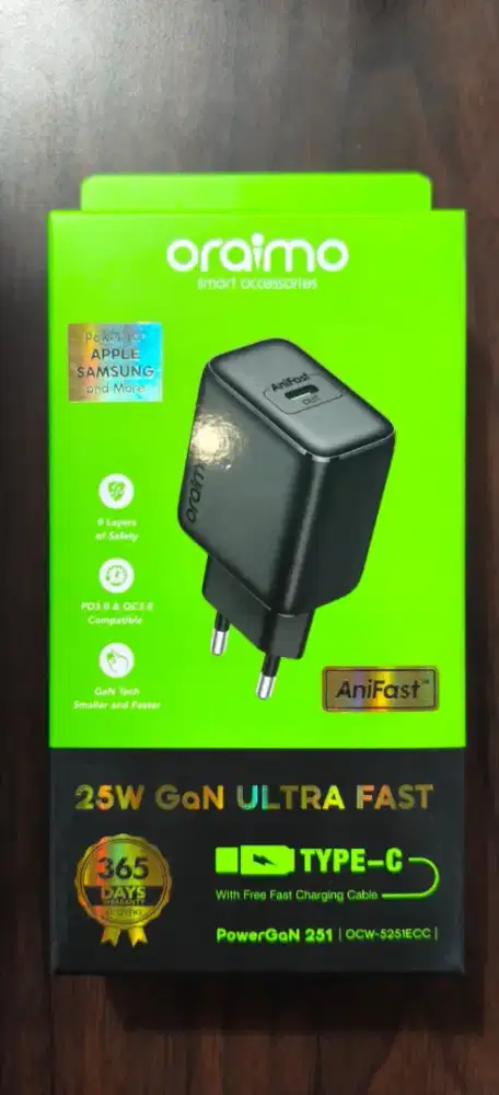 ORAIMO PowerGan 251 OCW-5251ECC Charger GaN ULTRA FAST CHARGING 25W