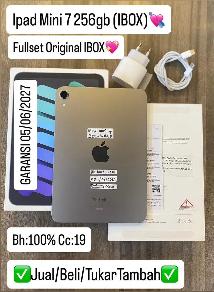 Ipad Mini 7 256 Gb Space Gray Resmi ibox Garansi panjang