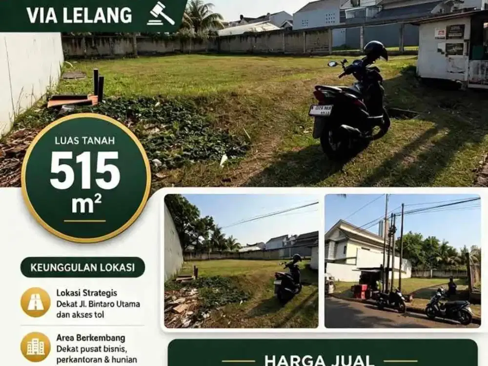 DIJUAL TANAH MURAH VIA LELANG ( BINTARO SEKTOR 8 ,PONDOK AREN ,TANGERANG