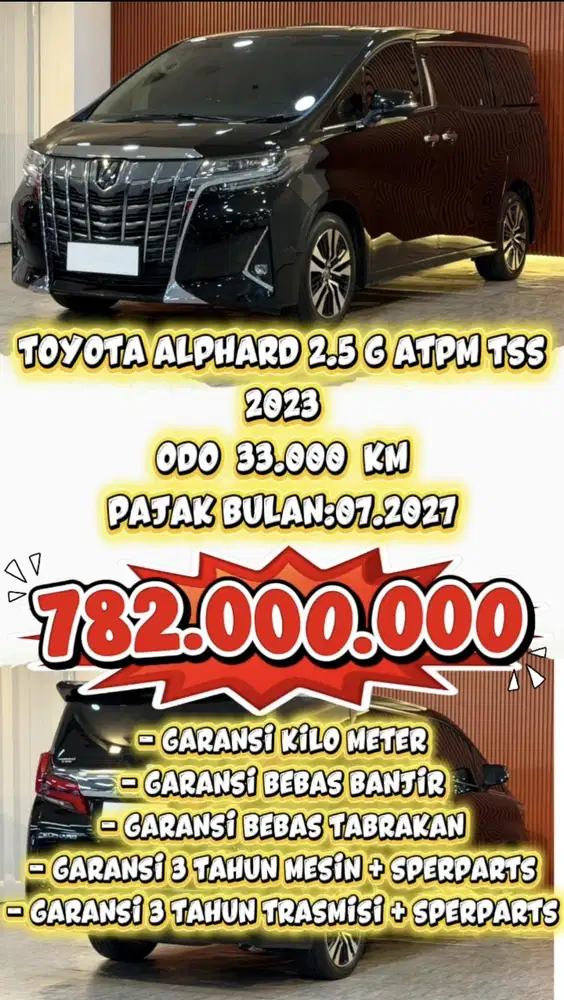 [ ODO 33.000 KM ] TOYOTA ALPHARD G ATPM TSS 2.5 AT 2023 SIAP PAKAI