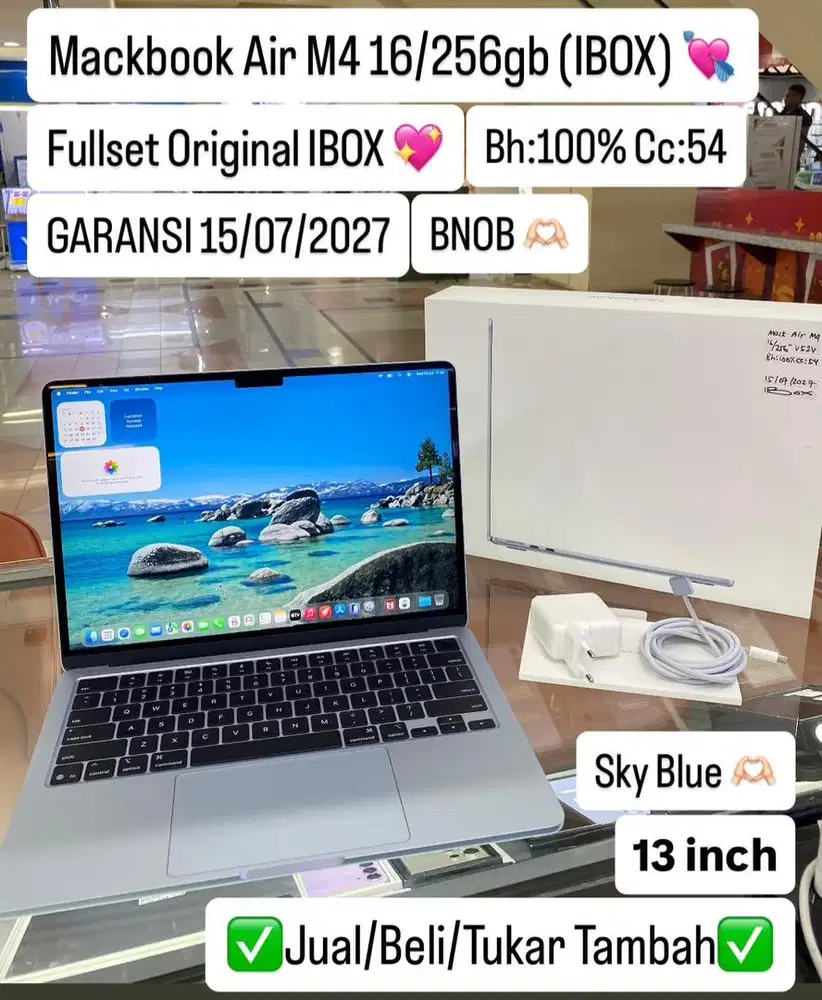 Macbook Air M4 16/256 Gb Skyblue Ibox Garansi