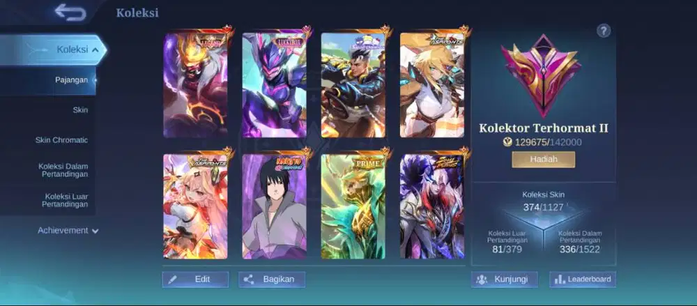 Jual akun ML pribadi.
