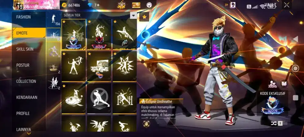 Jual akun FF (free fire) aman terpercaya bonus 150DM tampilan keren