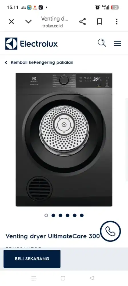 Venting dryer ELECTROLUX ultimate care 300 9kg