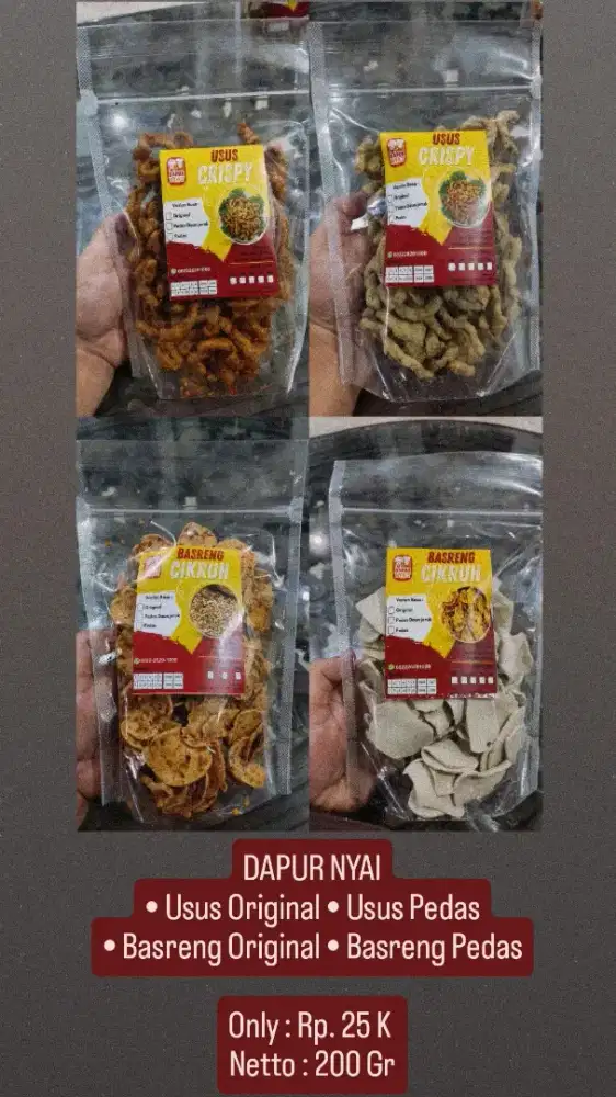 Cemilan : •Usus Original• Usus Pedas•Basreng Original•Basreng Pedas