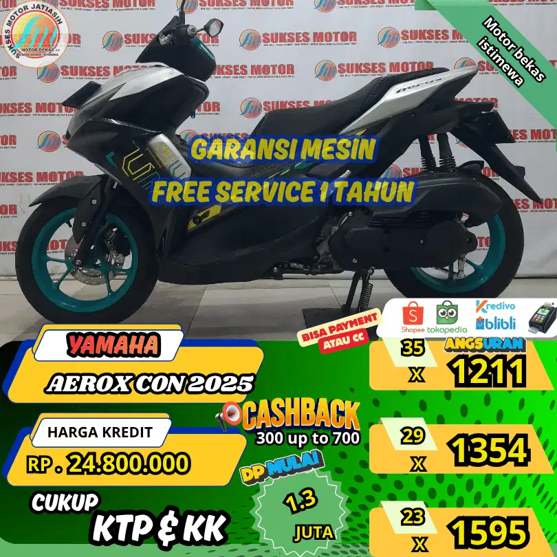 YAMAHA AEROX CON 2025 DP&ANGSURANTERMURAHSYRTKTP&KK(SUKSESMOTOR)