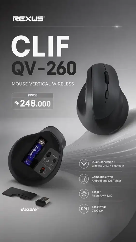 Mouse Vertical Wireless Clif QV-260