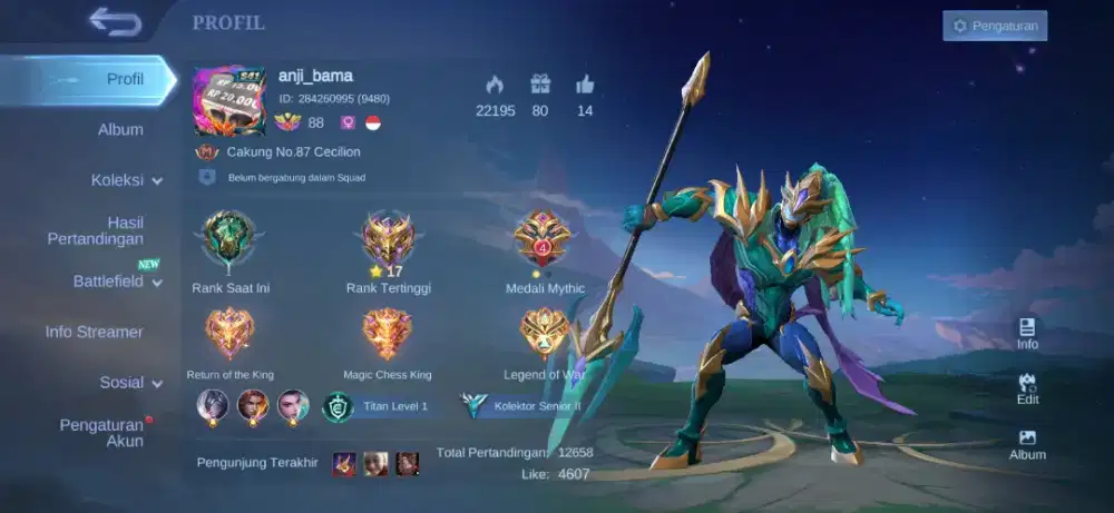 Di jual akun mobile legend