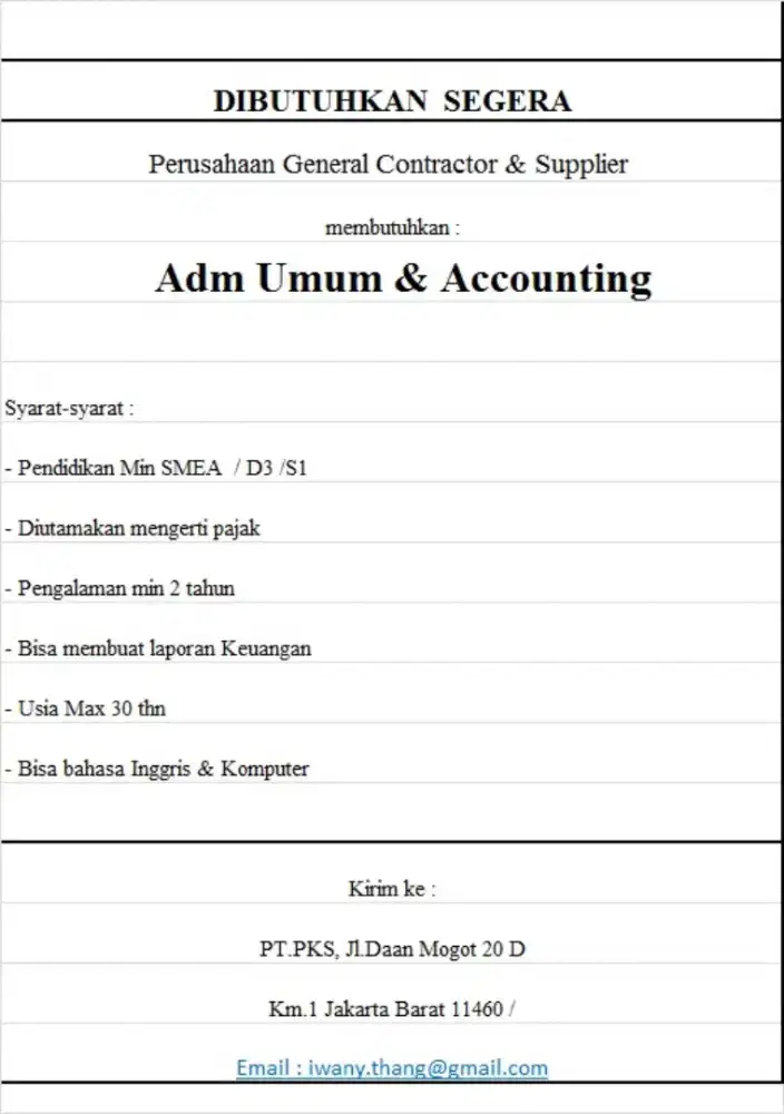 ACCOUNTING & OFFICE ADMIN.