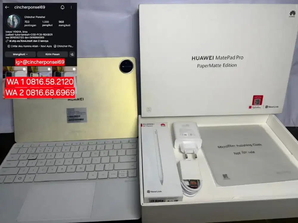 Tab huawei matepad pro 13.2 12/512 likenew istimewa fullset origonal